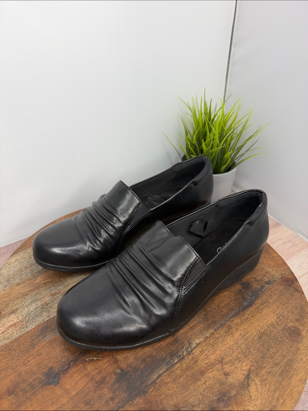Baretraps  Black Slip-On Wedge Loafers - Size: 9W